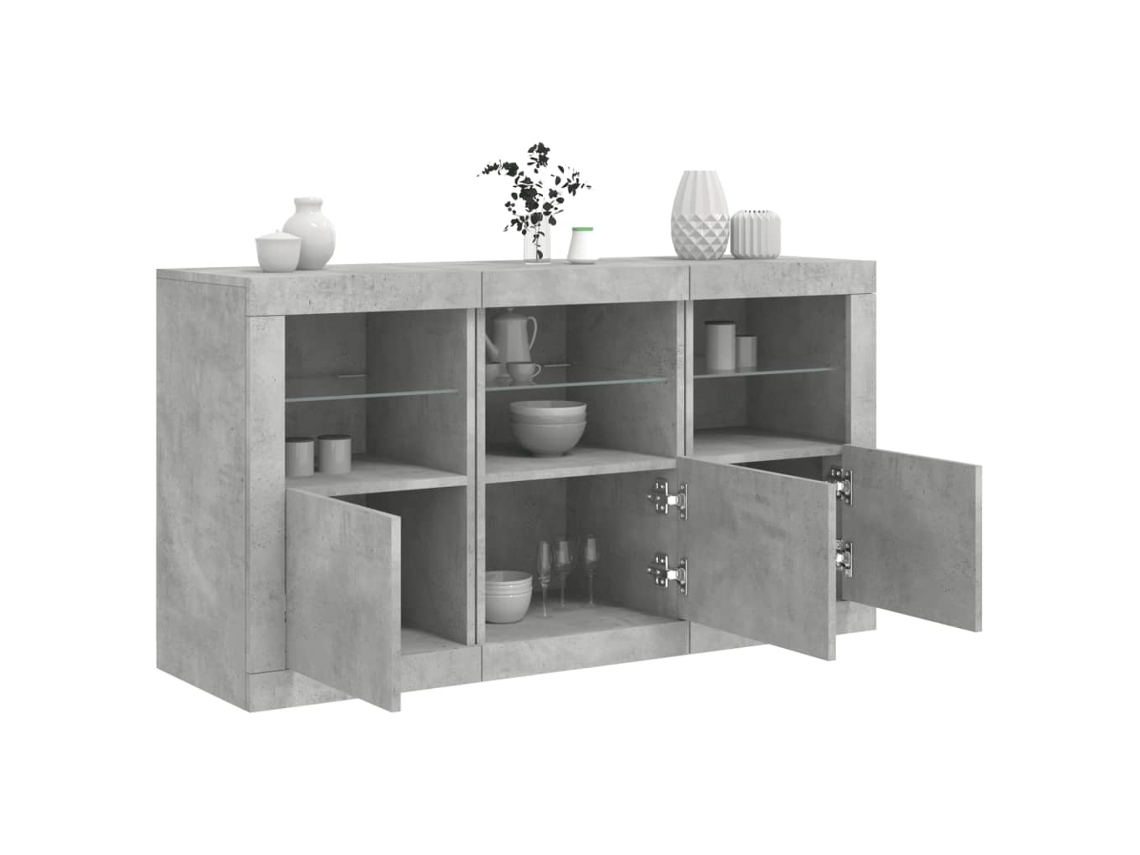 Vidaxl Aparador Com Luzes Led 123x37x67 Cm Cinzento Cimento