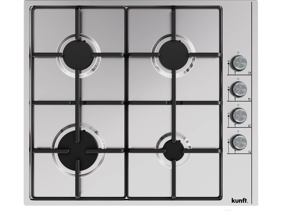 Placa de Gás KUNFT 4G KGH8853 (Gás Butano-Propano - 59 cm - Inox)