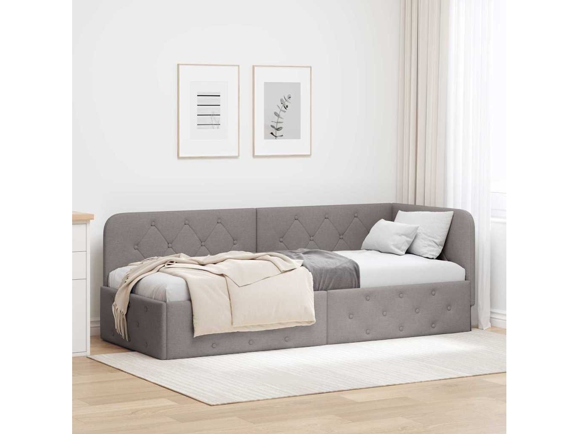Vidaxl Estrutura De Cama De Canto Cinzento-acastanhado 80 X 200 Cm