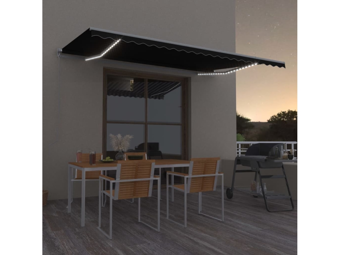 Toldo Retrã¡til Manual Com Led 500x350 Cm Antracite Dkd Home Decor