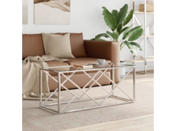 Vidaxl Mesa De Centro 110x45x45 Cm Aço Inoxidável E Vidro