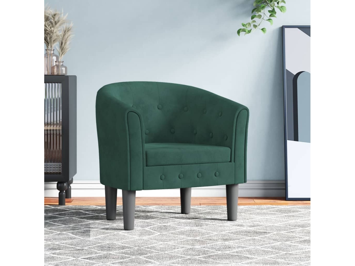 Vidaxl Poltrona Veludo Verde-escuro