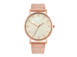 Reloj De Cuarzo De Pareja Con Correa De Malla Fashion Para Muñeca (blanco Oro Rosa)