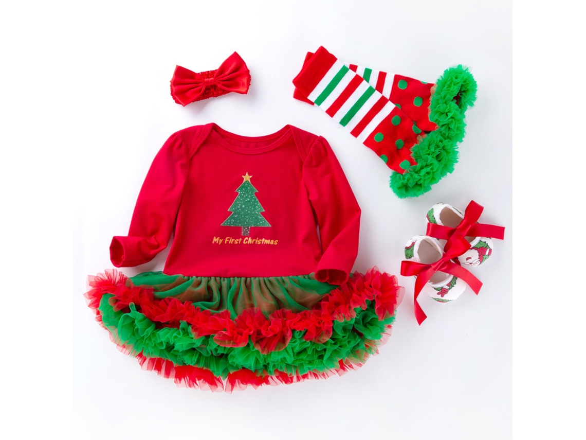 Conjunto de Saia Macacão de Bebê de Roupas de Natal 59Cm