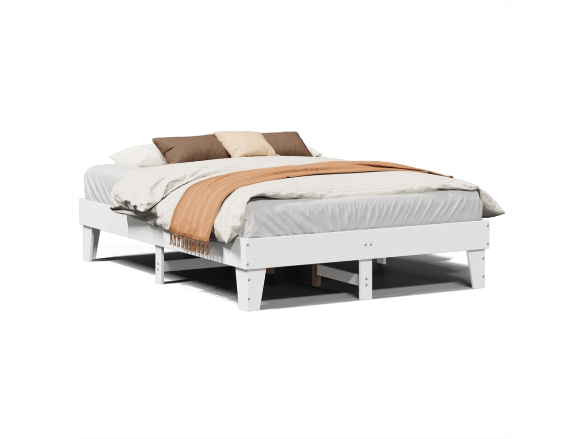 Bed Frame, Bed Frames Vidaxl Branco Madeira De Pinho (140 X 190 Cm)