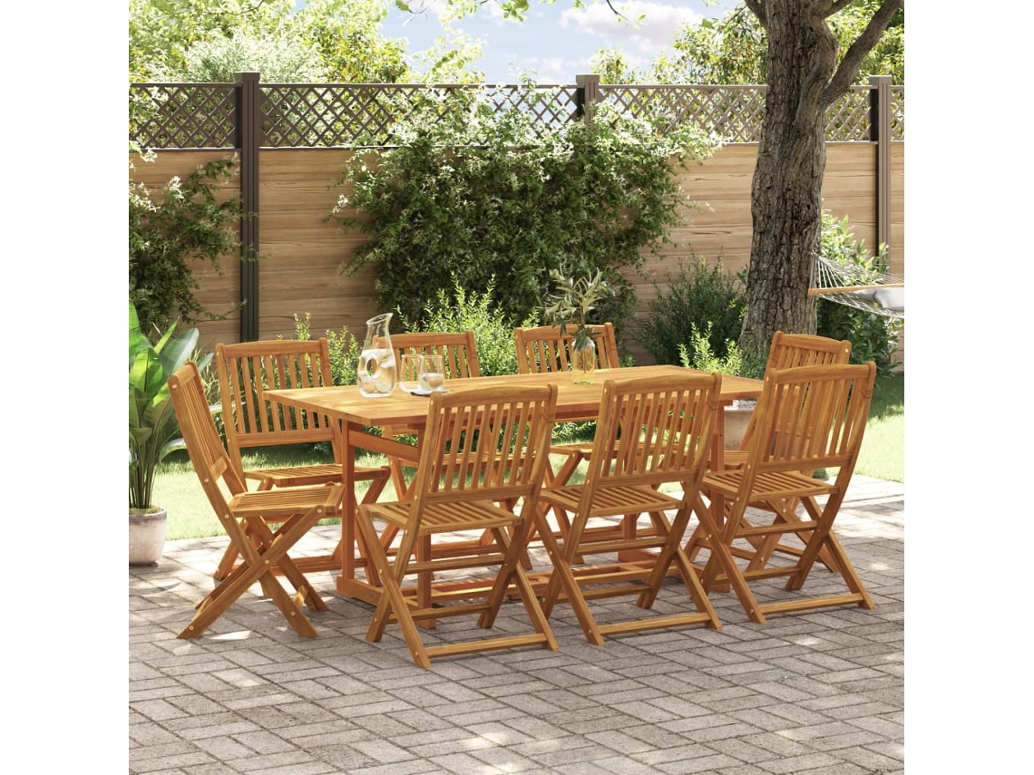 Vidaxl 9 Pcs Conj. de Jantar para Jardim 180x90x75 Cm Acácia Maciça