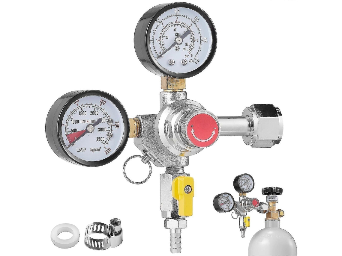 Regulador De Dupla Medição Co₂ Gauge 0 60 Psi Compatível Com Cerveja Artesanal Cga320