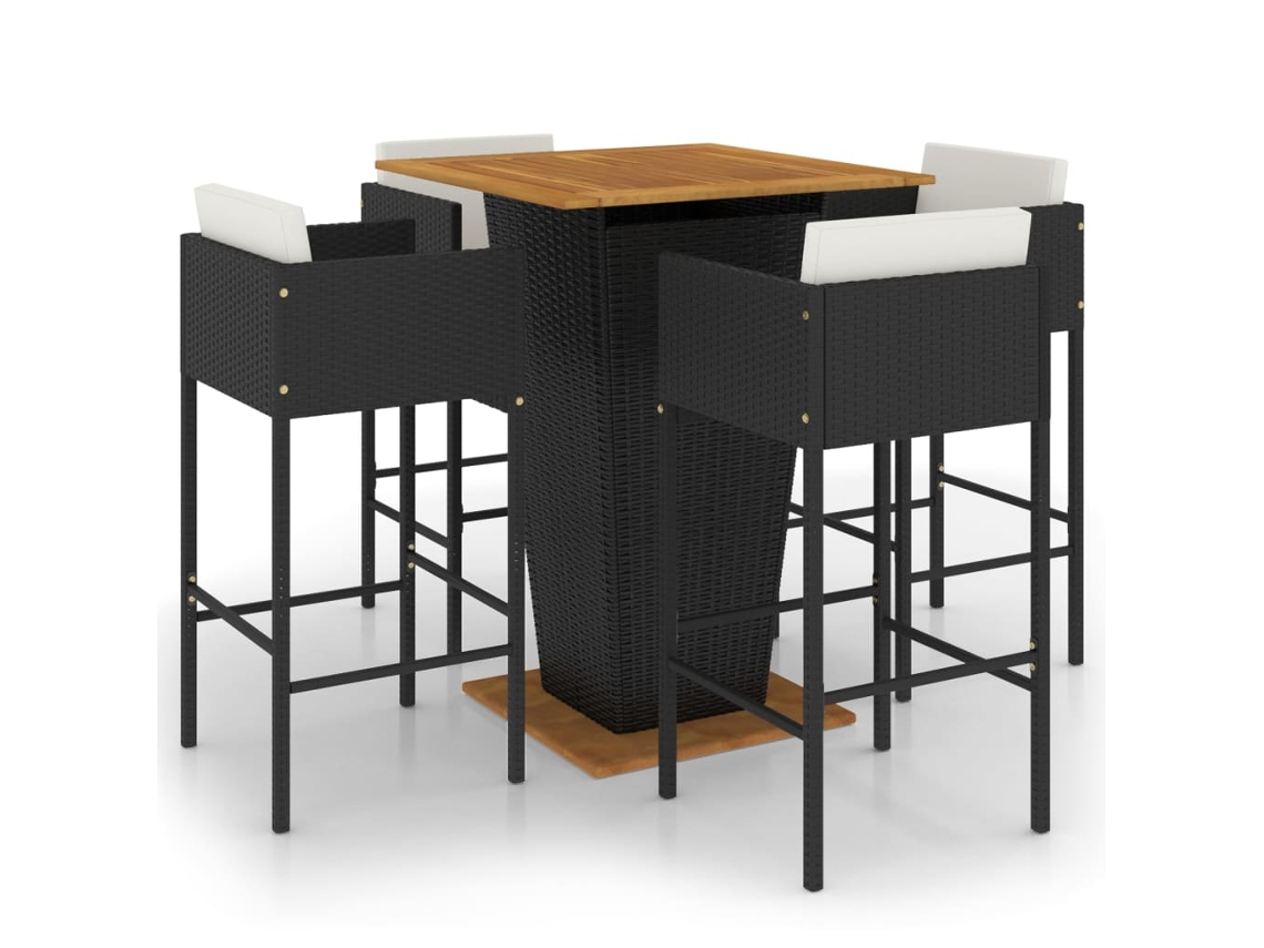 Garden Bar Set, Garden Bar Sets Vidaxl Preto Rattan / Vime (80 X 80 X 110 Cm)