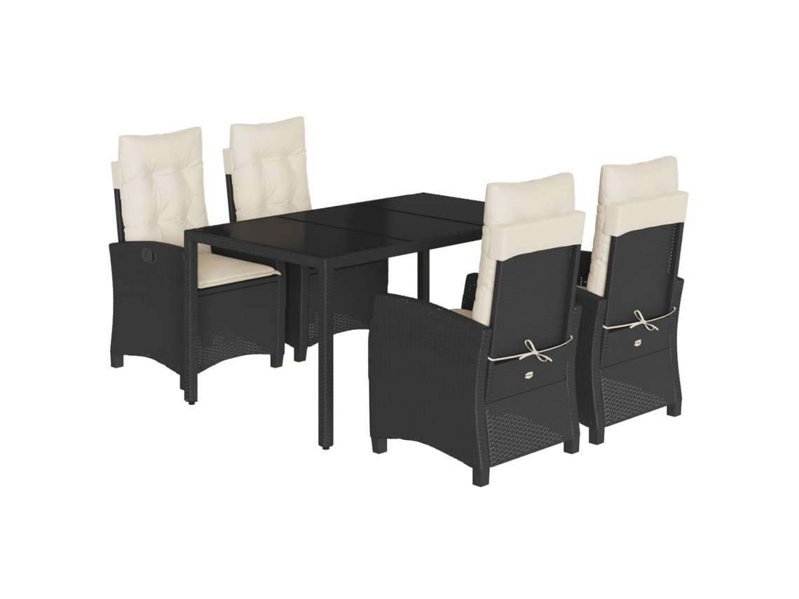 Garden Dining Set, Garden Dining Sets Vidaxl Preto Rattan / Vime (150 Cm Table Length)