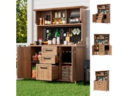 Armário de Jardim em Madeira Maciça de Abeto, Ideal para Guardar Ferramentas de Jardim. Possui 3 Gavetas, 3 Compartimentos PENGJIANG SHOP