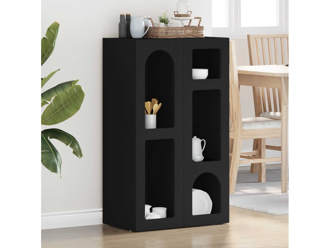 Vidaxl Buffet Elst Preto 59 X 35 X 100,5 Cm Derivados De Madeira