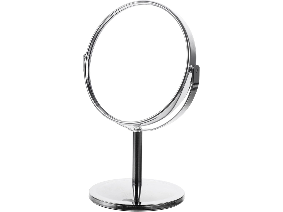 Espelho de maquilhagem com rotação de 360°, em metal dourado transparente e elegante.