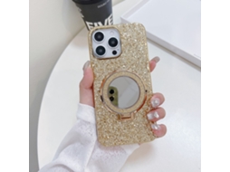Suporte Casa Para Iphone 15 Pro Max Pele Sintética Dourado