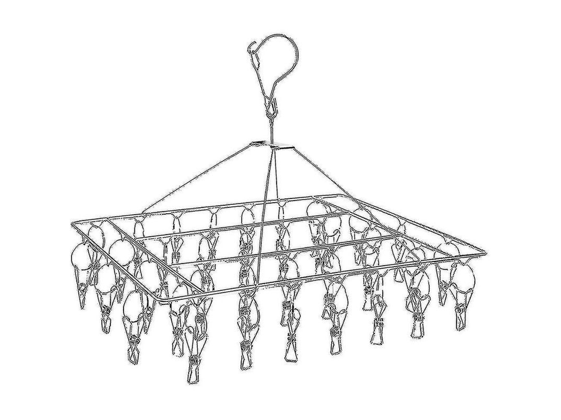 Fasst secador de Calcetines de Acero Inoxidable Con 36 Pinzas Plegable para Colgar Ropa CUIDADOS