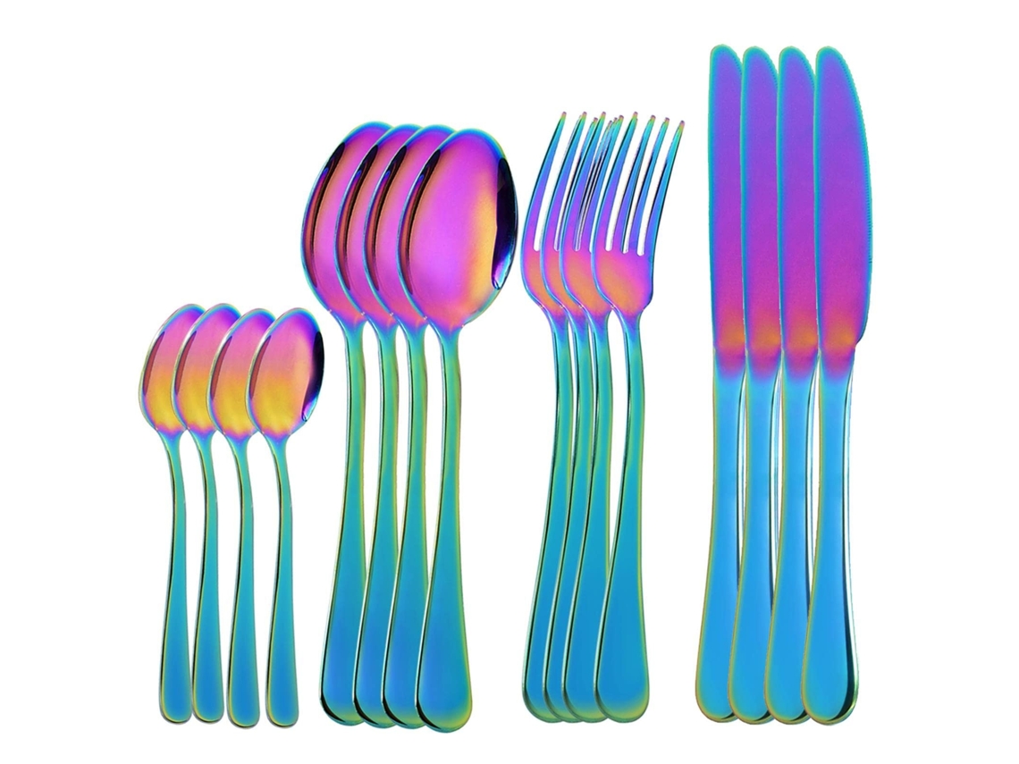 16 Peças Conjunto De Utensílios Inox Multicolorido Para 4 Pessoas