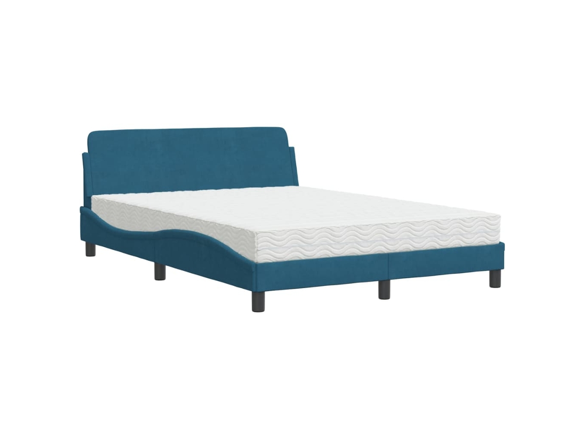 Bed, Beds Vidaxl Azul Veludo (120 X 200 Cm)