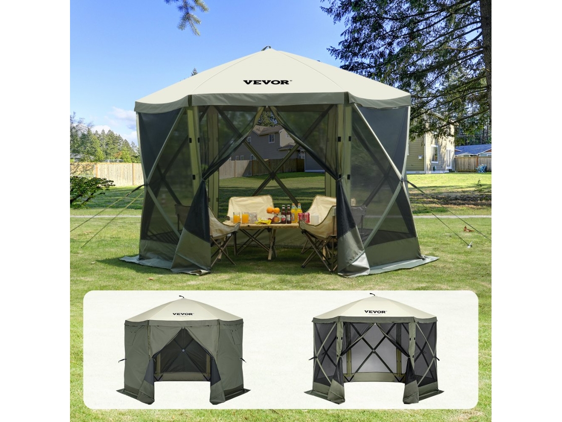 Tenda Pop-Up VEVOR Gazebo Tenda com Tela Pop-Up 6 Lados Dossel Protetor Solar Verde