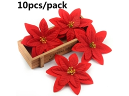 Flores Artificiais Decorativas Para Árvores De Natal, Presente De Natal, Decoração Com Glitter De Poinsétia Vermelho SUNNY SPACES