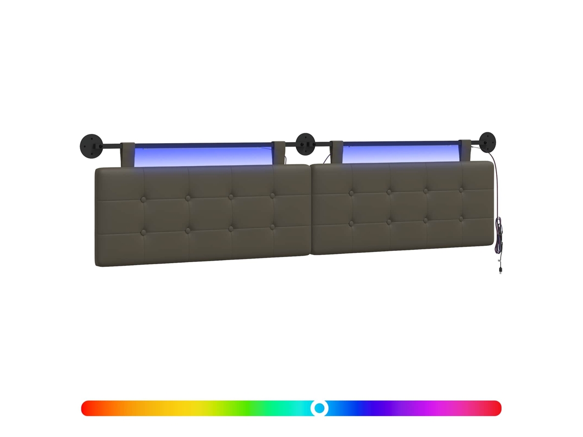 Conjunto 1 Cabeceira Suspensa Vidaxl Cinzento Couro Sintético (210 X 55 X 5 Cm)