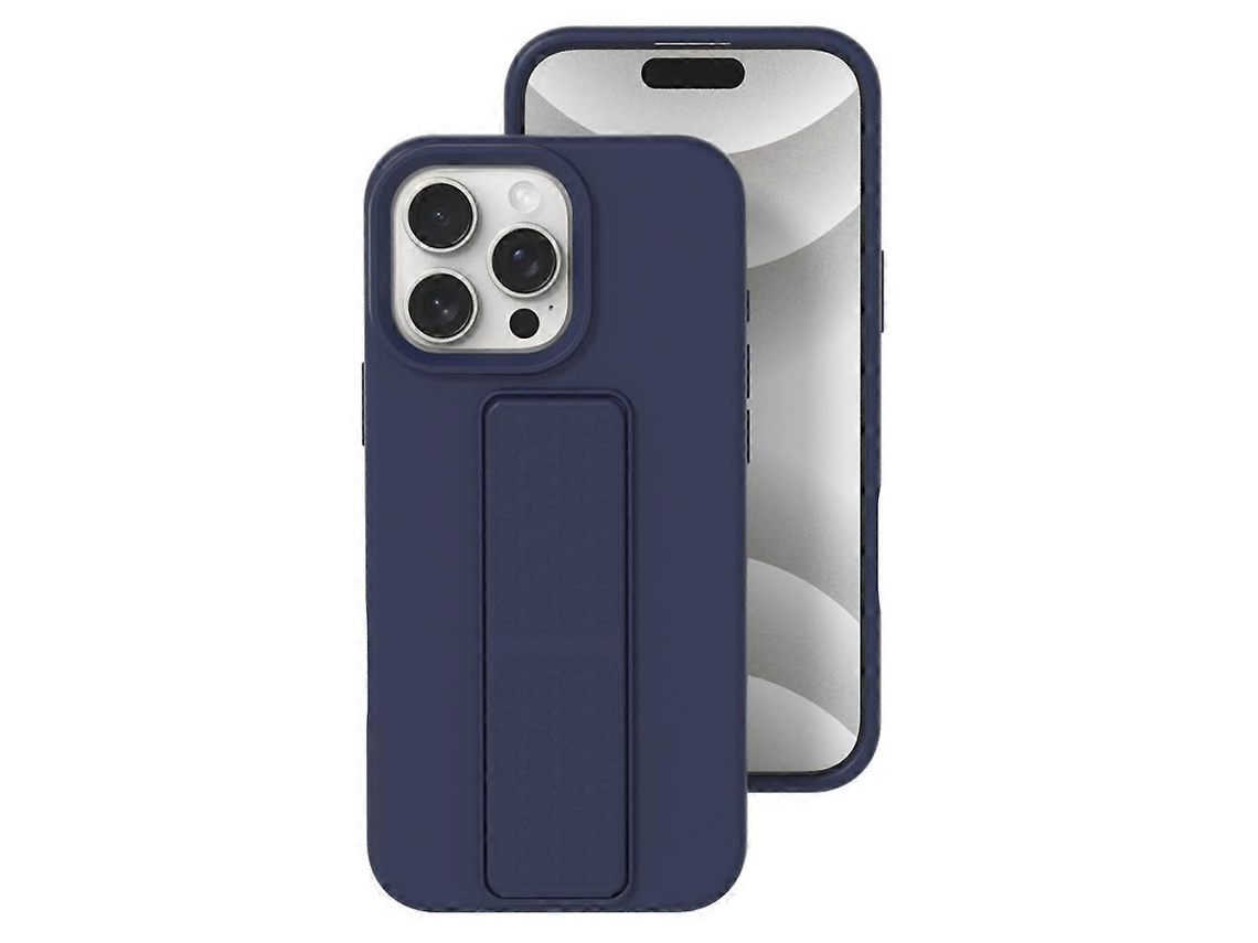 Capa De Silicone Líquido Com Proteção Contra Quedas E Suporte Oculto Para Iphone 16 Pro Max, Azul Meia-noite