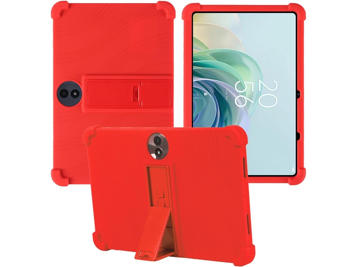 Capa Infantil Para Tablet, Em Silicone, Cor Vermelho, Compatível Com Tcl Tab 11 Gen2 De 11 Polegadas, Resistente A Impactos, Suporte Ajustável