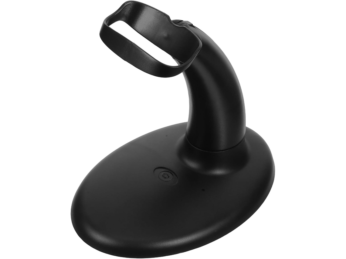 Suporte Para Leitor De Código De Barras Com Base Estável Em Plástico Preto E Ângulo Ajustável.
