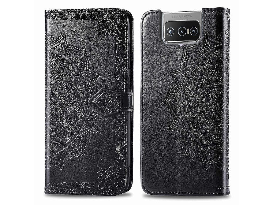 2026 capa de Couro Flip Horizontal com Mandala, Suporte, Slot Cartão e Cordão para Asus Zenfone 7 Zs670ks