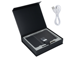 Caderno de Couro A5 com Trava de Impressão Digital e Pen Drive 16gb 6 Anéis 100 Páginas