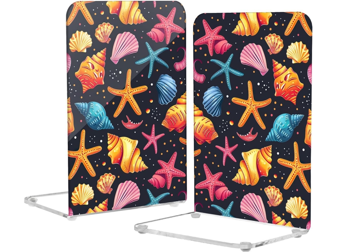 Organizador De Livros Em Formato Estrela Do Mar Com Concha Suporte Para Acrílico Preto Almofadas Antiderrapantes, Ideal