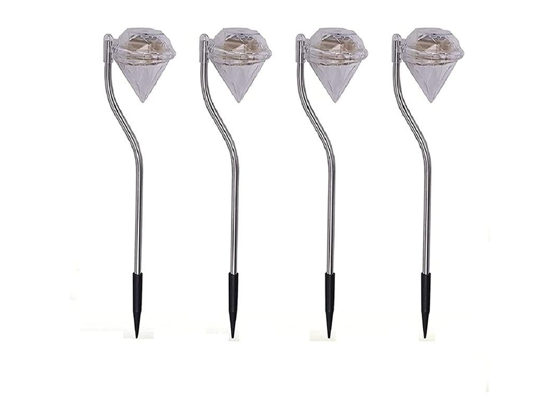 4 Luminárias Solares Para Jardim Ip65 À Prova D'água Aço Inoxidável Iluminação Caminho Exterior