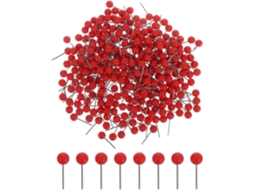 Alfinetes Vermelhos Villcase Para Mapas, 300 Unidades, Plástico E Aço Inoxidável, Alfinetes Para Quadros De Cortiça Em