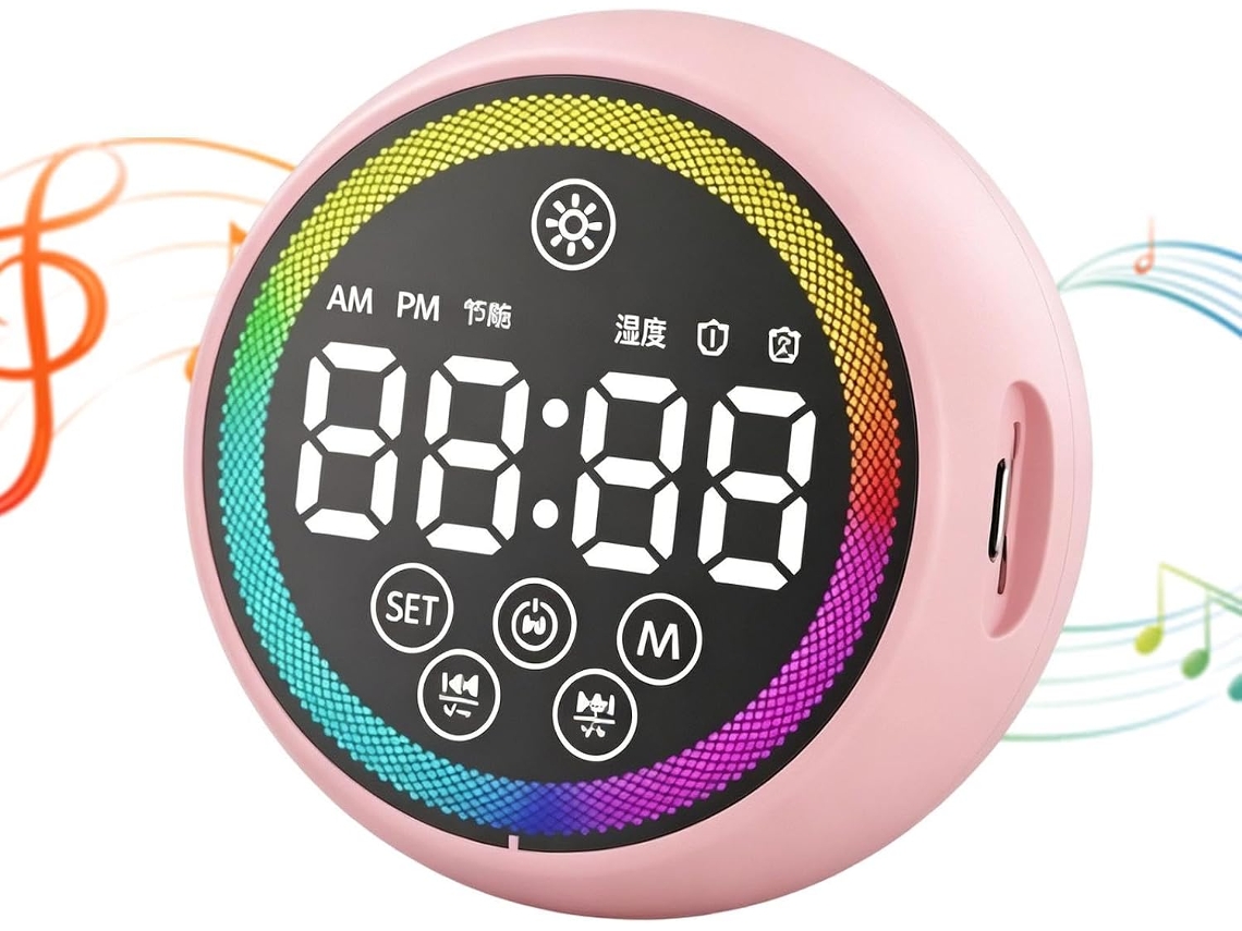 Despertador Digital Portátil Com Tela Grande, Visor Led E Som Potente