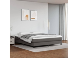 Cama Com Molas/colchão 180x200 Cm Couro Artificial Cinza