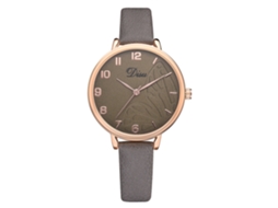 Relógio de Pulso Feminino de Quartzo Simples com Pulseira de Couro Pu Cinza
