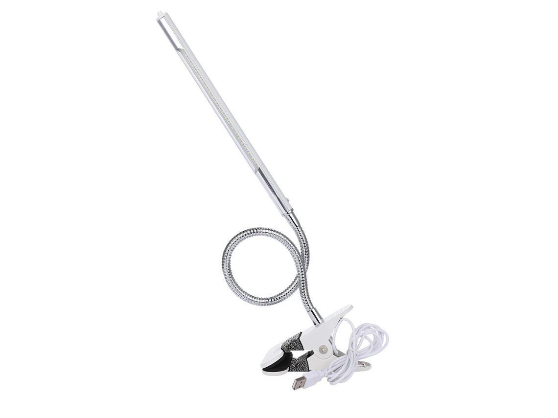 Lâmpada De Escritório Led Para Leitura Com Pinça E Mangueira Metálica 360 Graus, Interface Usb, Ideal Para Mesa E Cama