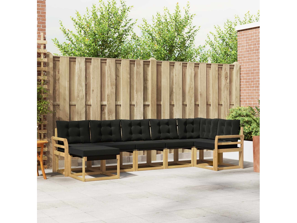 Vidaxl Conjunto De Sofás Para Exterior 7 Unid. Branco E Preto