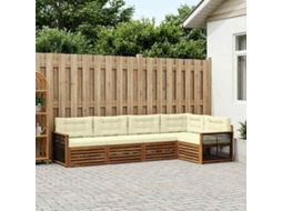 Vidaxl Conjunto De Sofás Para Exterior 5 Pcs Natural E Creme