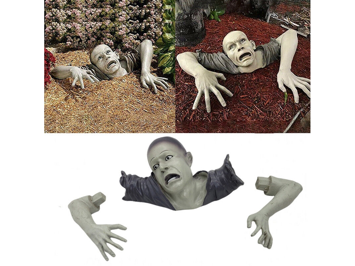 Lurelia Estátua De Zumbi Halloween Assustador Em Resina Para Jardim, Mesa E Casa