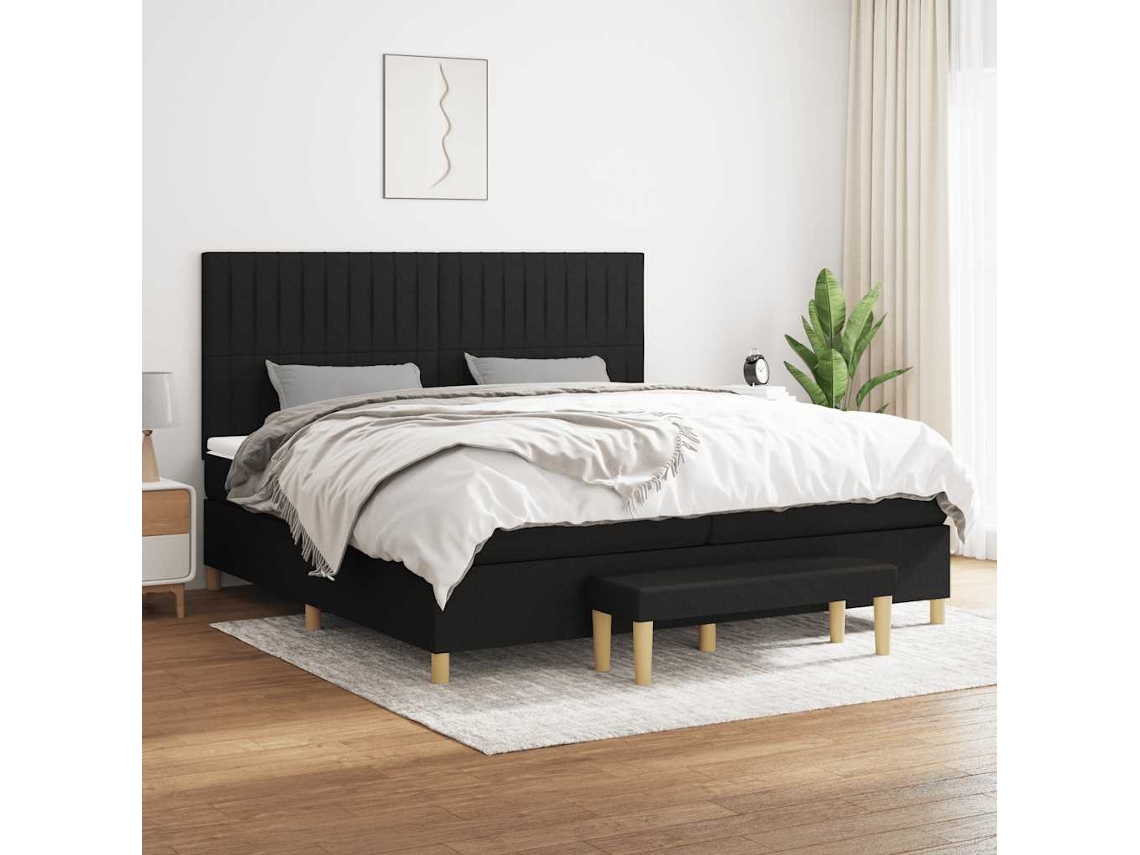 Vidaxl Cama Com Molas/colchão 200x200 Cm Tecido Preto