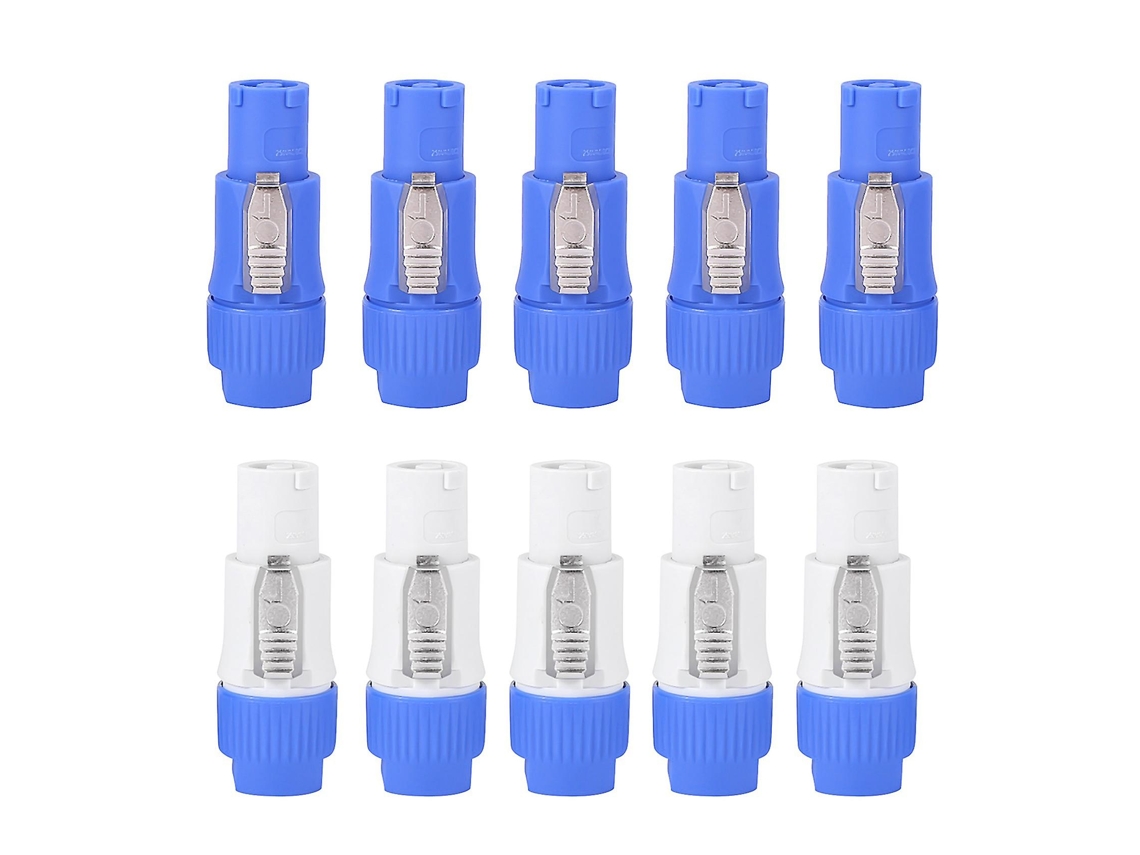 Pacote Com 10 Unidades De Conector Speakon Nac3fca, Powercon Macho 3 Pinos, Cabo Alimentação Ca 20a 250v, Azul -aquaforge