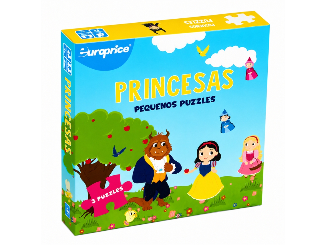 Set 3 Mini Puzzles - Princesas Europrice Pu3051-c Multicores