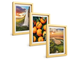 Composição De Quadros Cachoeira, Montanhas, Laranjas Espelharte (3 Peças 20x30 Cm)