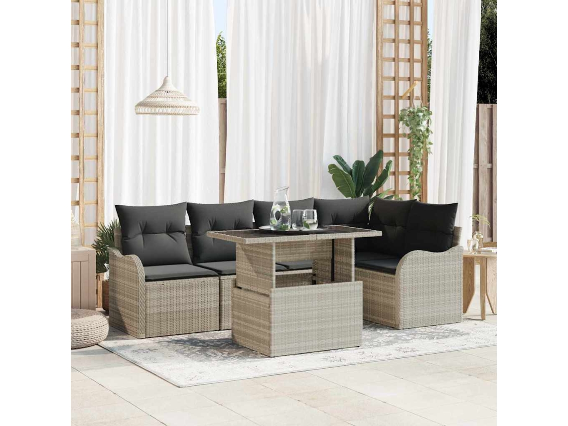 Vidaxl Conjunto De Sala De Jantar 6 Unid. Cinzento-claro
