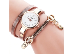 Relógio Pulseira Ccq Fashion Mulher Quartzo com Pulseira de Múltiplas Camadas Asas Marrom