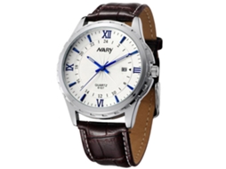 Reloj De Pulsera De Aleación Con Esfera Redonda Correa De Cuero Quartz Para Hombres