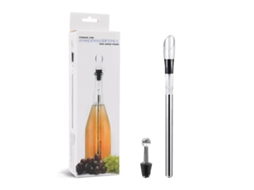 1 Balde de Gelo para Vinho em Aço Inoxidável, Inclui Haste de Resfriamento, Rolha e Aerador AQUAFORGE