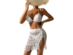 Saia Sexy de Malha com Tiras para Praia, Cover Up Verão, Calcinha de Rede, Tamanhos S XL