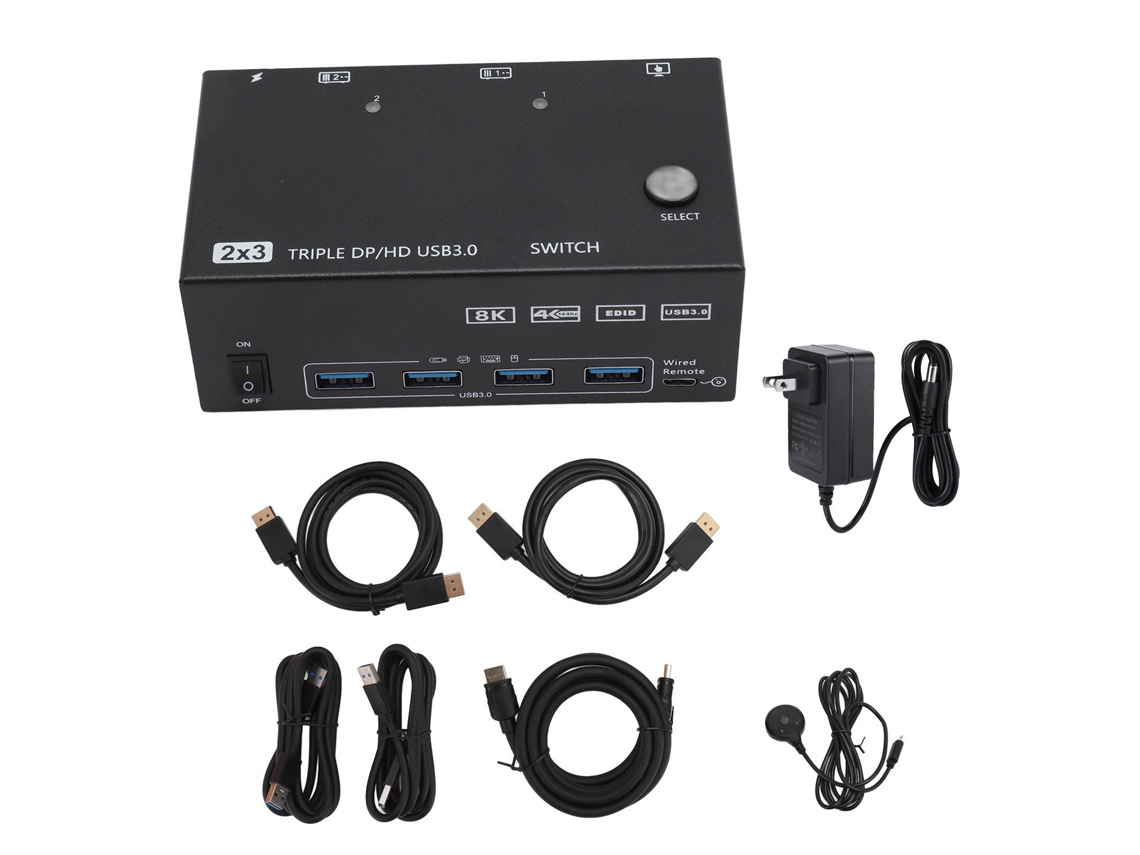 Switch Kvm Usb3.0 LAXISCREED 2 Pcs 3 Monitores 8k 4k