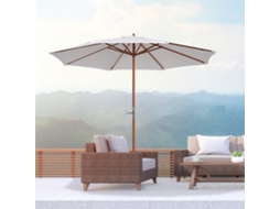 Parasol De Madeira Para Jardim E Varanda, 2,5m, Cor Creme