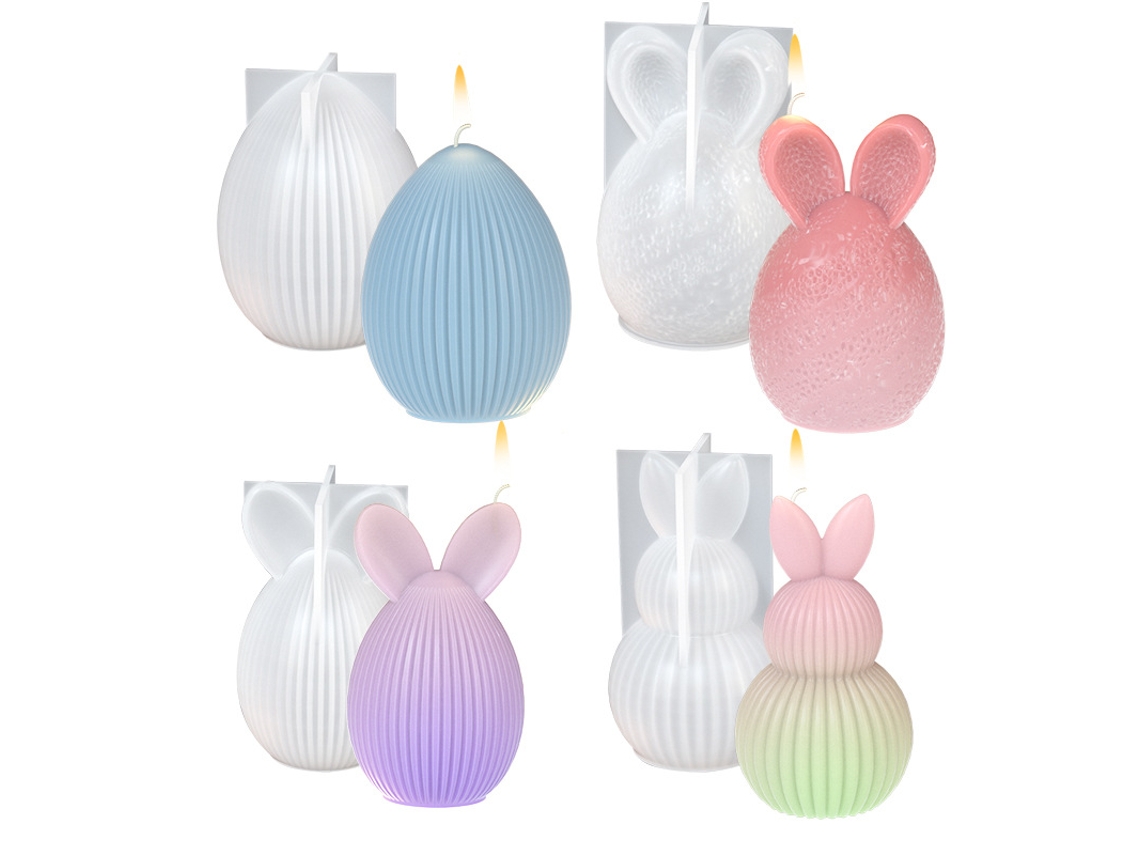 Conjunto 4 Moldes Para Velas - Moldes De Diferentes Formas - Moldes Artesanais - Silicone - Branco